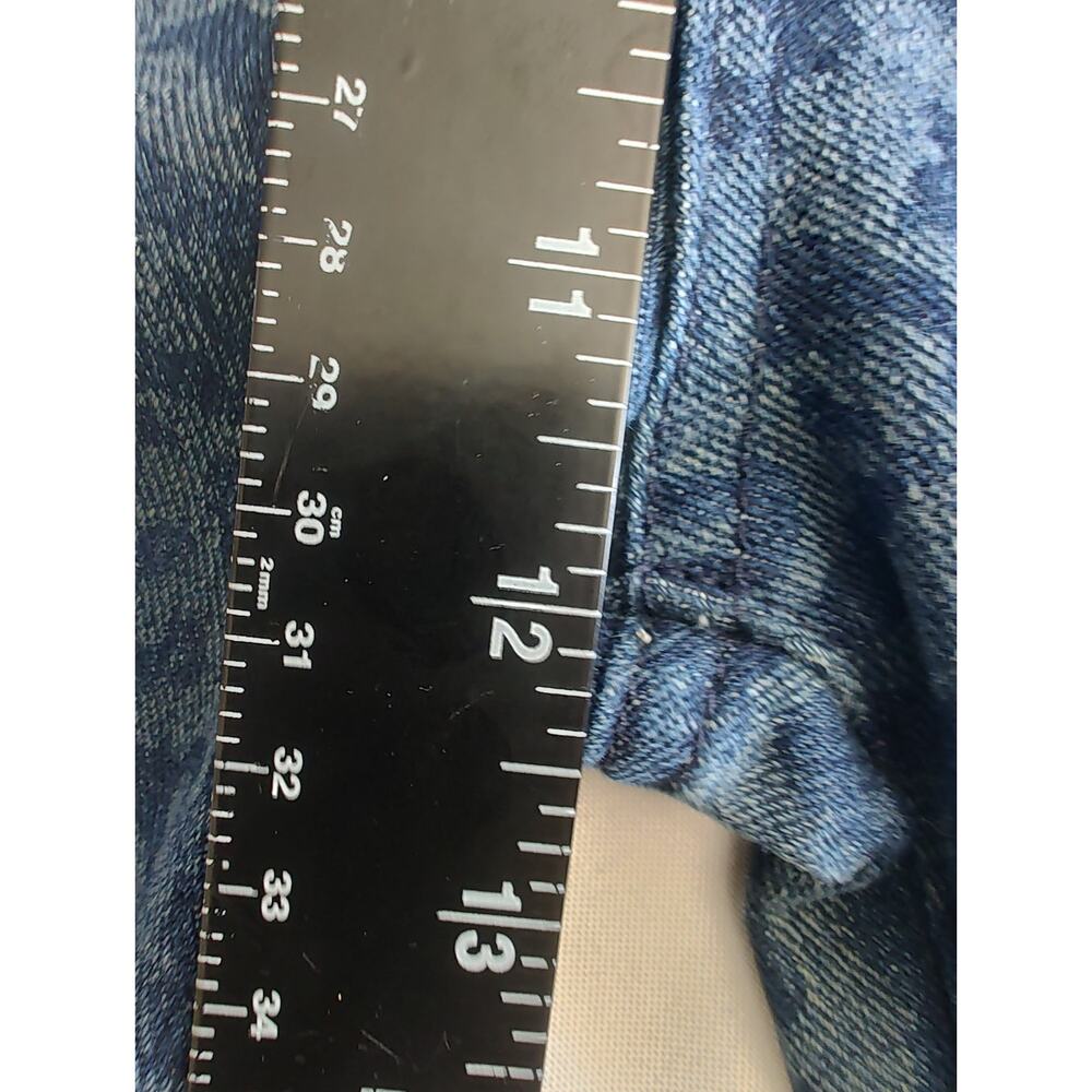 Leopard Print Patterned Blue Denim Y2K Bold High-Waisted Wide Leg Jeans L - Picture 10 of 11